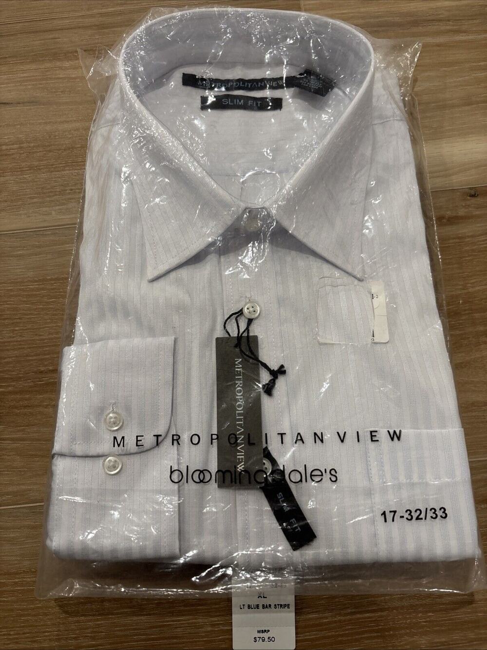 Metropolitan View Bloomingdale's Dress Shirt 17 32/33 Men’s Slim New With Tags